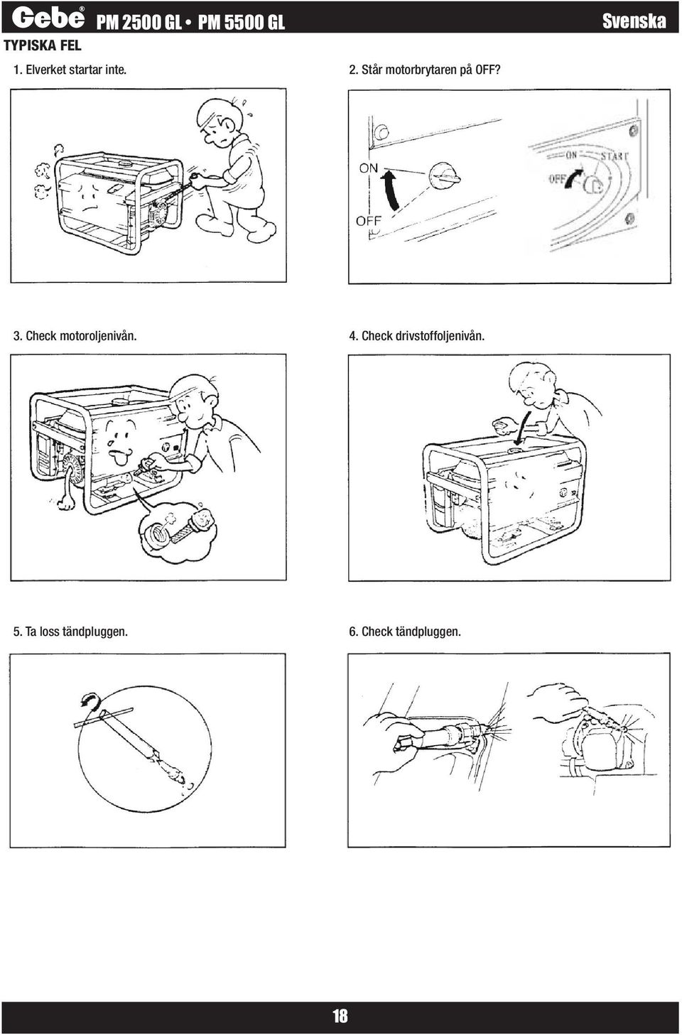Står motorbrytaren på OFF? Svenska 3.