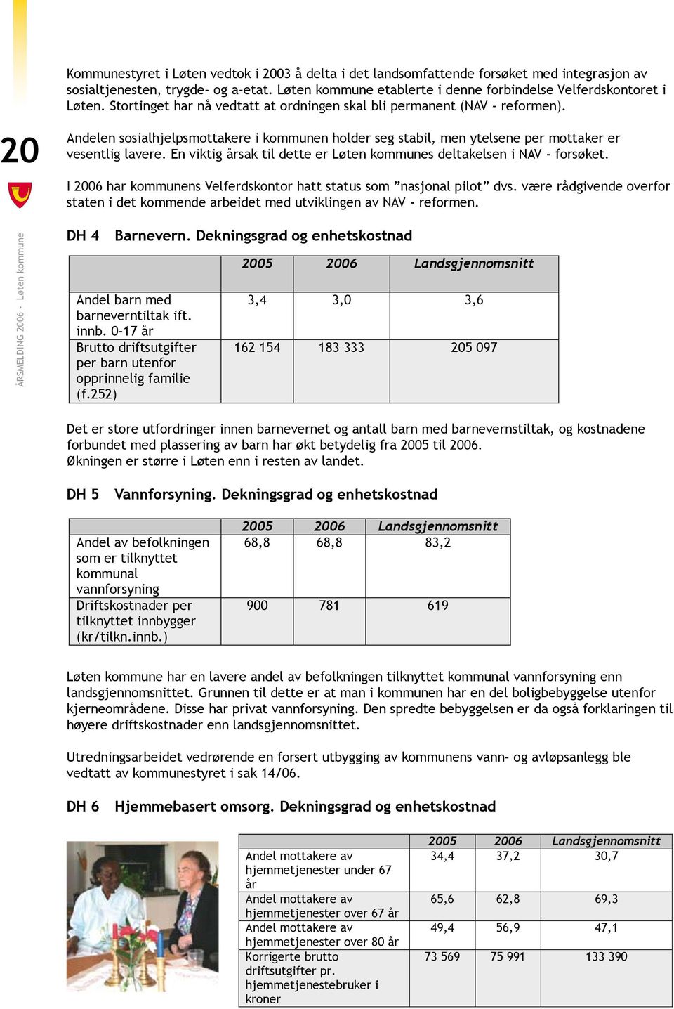 Andelen sosialhjelpsmottakere i kommunen holder seg stabil, men ytelsene per mottaker er vesentlig lavere. En viktig årsak til dette er Løten kommunes deltakelsen i NAV - forsøket.