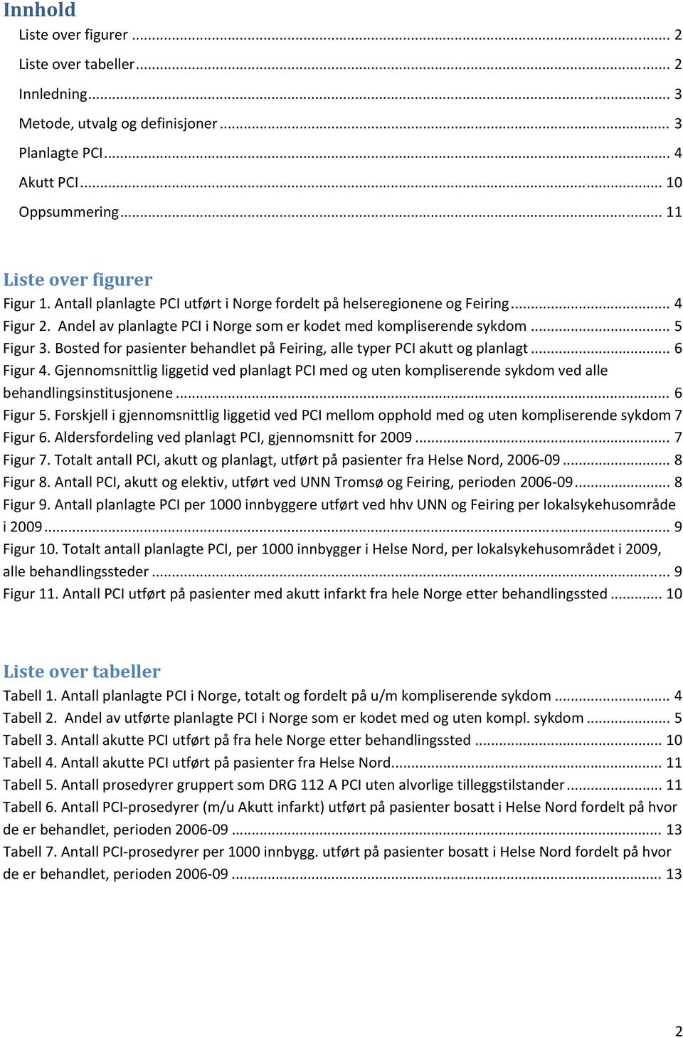 Bosted for pasienter behandlet på Feiring, alle typer PCI akutt og planlagt... 6 Figur 4. Gjennomsnittlig liggetid ved planlagt PCI med og uten kompliserende sykdom ved alle behandlingsinstitusjonene.