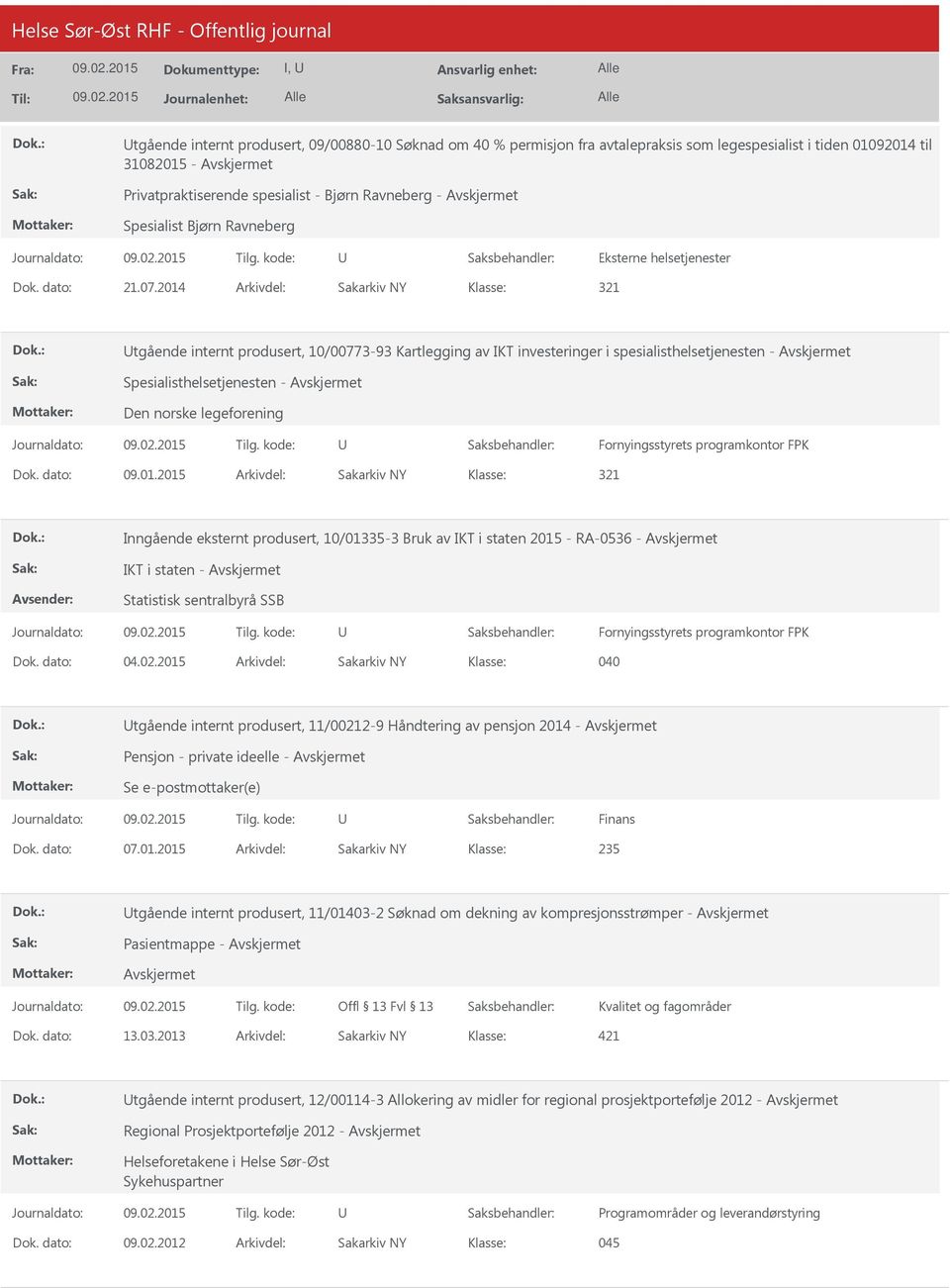 2014 Arkivdel: Sakarkiv NY Klasse: tgående internt produsert, 10/00773-93 Kartlegging av IKT investeringer i spesialisthelsetjenesten - Spesialisthelsetjenesten - Den norske legeforening