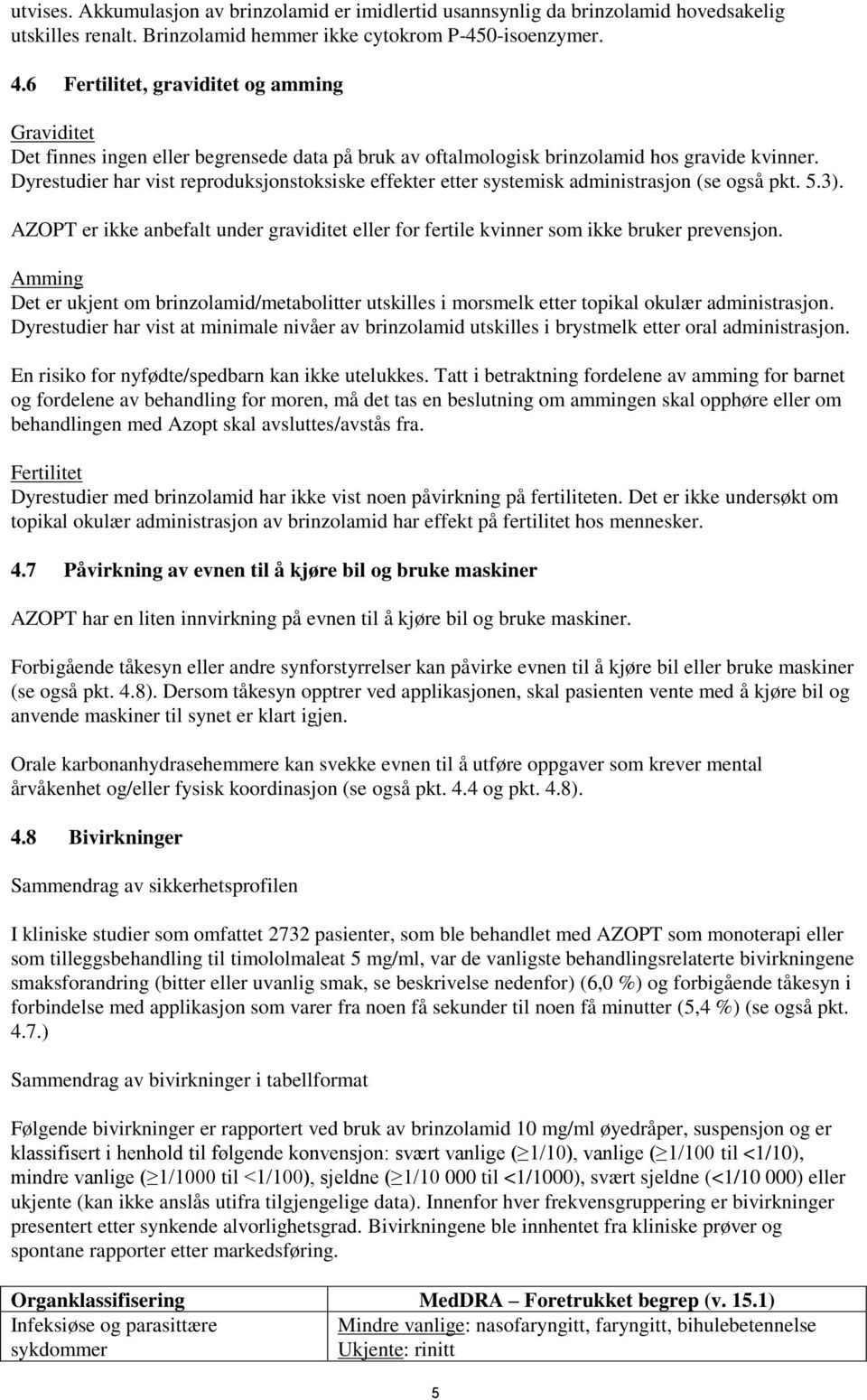 Dyrestudier har vist reproduksjonstoksiske effekter etter systemisk administrasjon (se også pkt. 5.3). AZOPT er ikke anbefalt under graviditet eller for fertile kvinner som ikke bruker prevensjon.