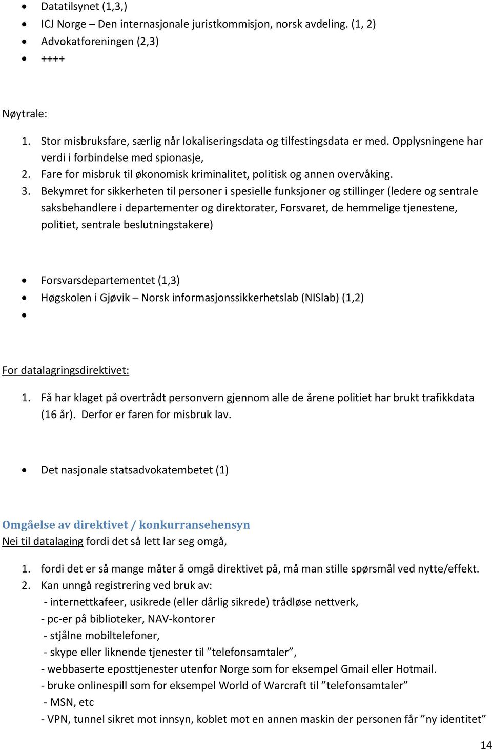 Fare for misbruk til økonomisk kriminalitet, politisk og annen overvåking. 3.