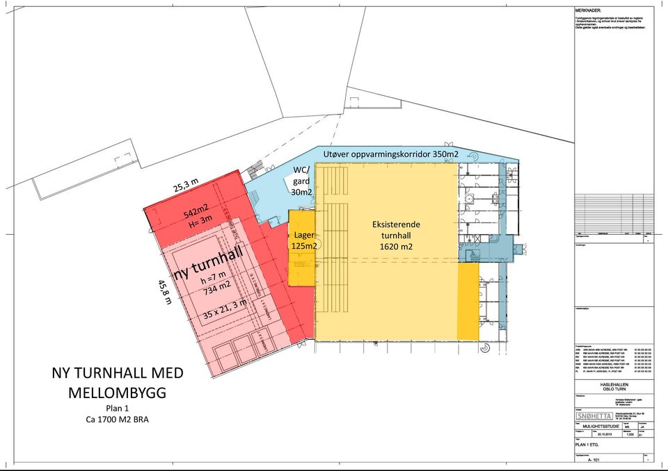 125m2 Eksisterende turnhall 1620