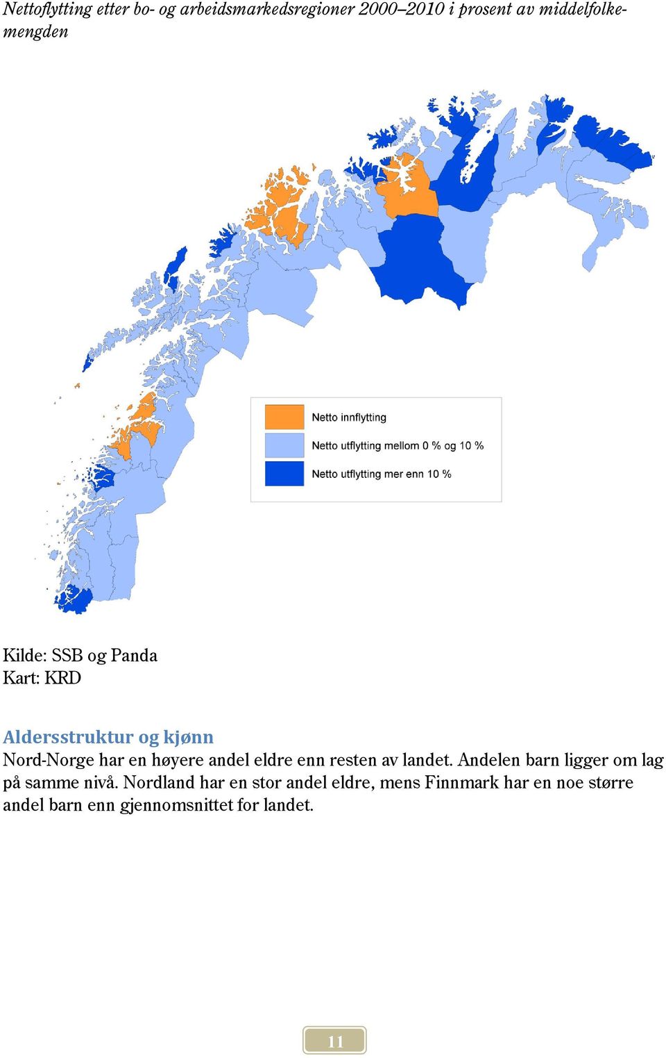 eldre enn resten av landet. Andelen barn ligger om lag på samme nivå.