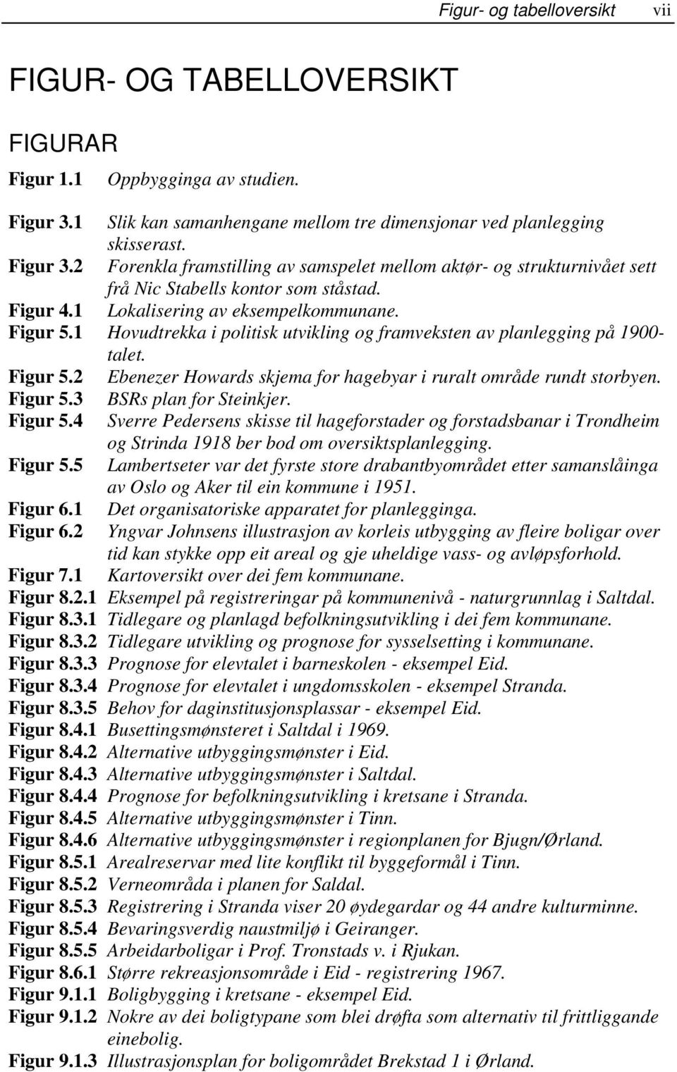 Figur 4.1 Lokalisering av eksempelkommunane. Figur 5.1 Hovudtrekka i politisk utvikling og framveksten av planlegging på 1900- talet. Figur 5.2 Ebenezer Howards skjema for hagebyar i ruralt område rundt storbyen.