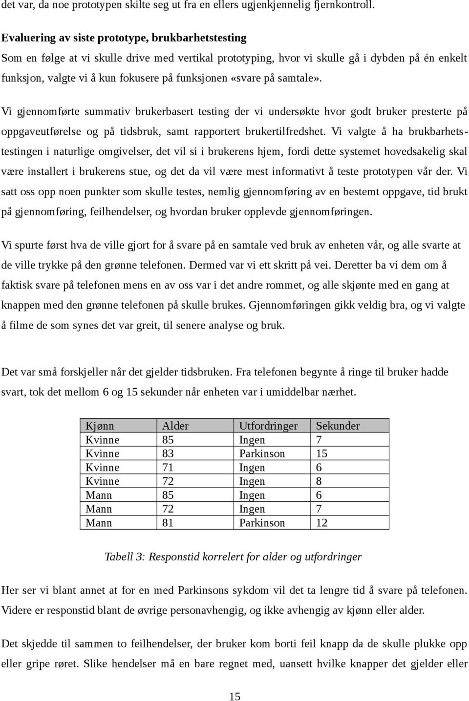 «svare på samtale». Vi gjennomførte summativ brukerbasert testing der vi undersøkte hvor godt bruker presterte på oppgaveutførelse og på tidsbruk, samt rapportert brukertilfredshet.