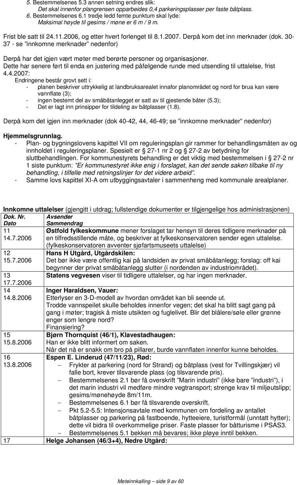 30-37 - se innkomne merknader nedenfor) Derpå har det igjen vært møter med berørte personer og organisasjoner.