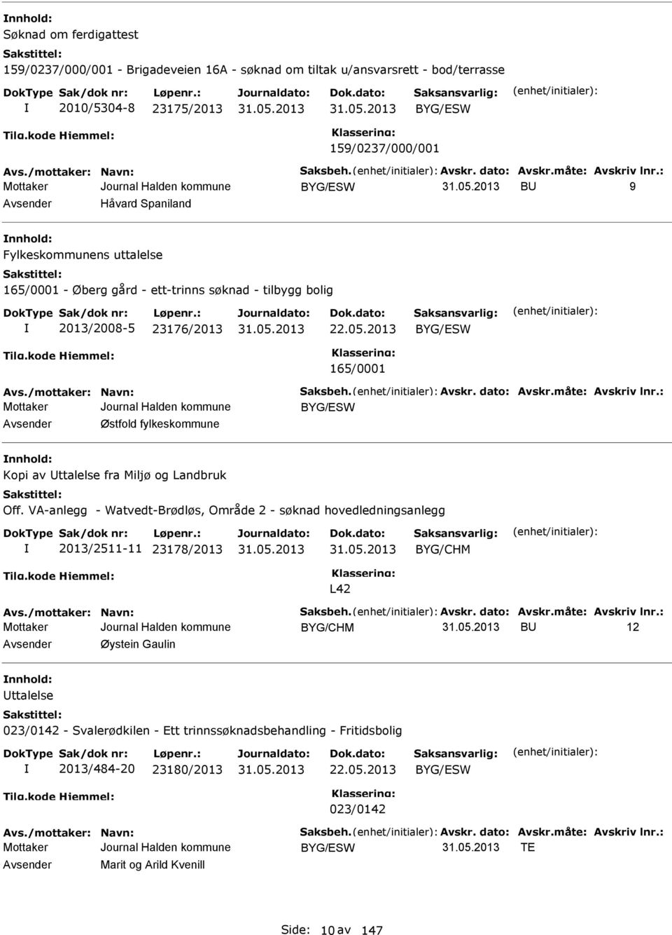 2013 BYG/SW 165/0001 Avs./mottaker: Navn: Saksbeh. Avskr. dato: Avskr.måte: Avskriv lnr.: BYG/SW Avsender Østfold fylkeskommune nnhold: Kopi av Uttalelse fra Miljø og Landbruk Off.