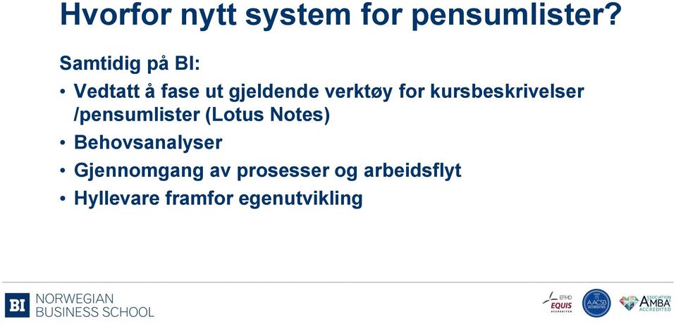 kursbeskrivelser /pensumlister (Lotus Notes)