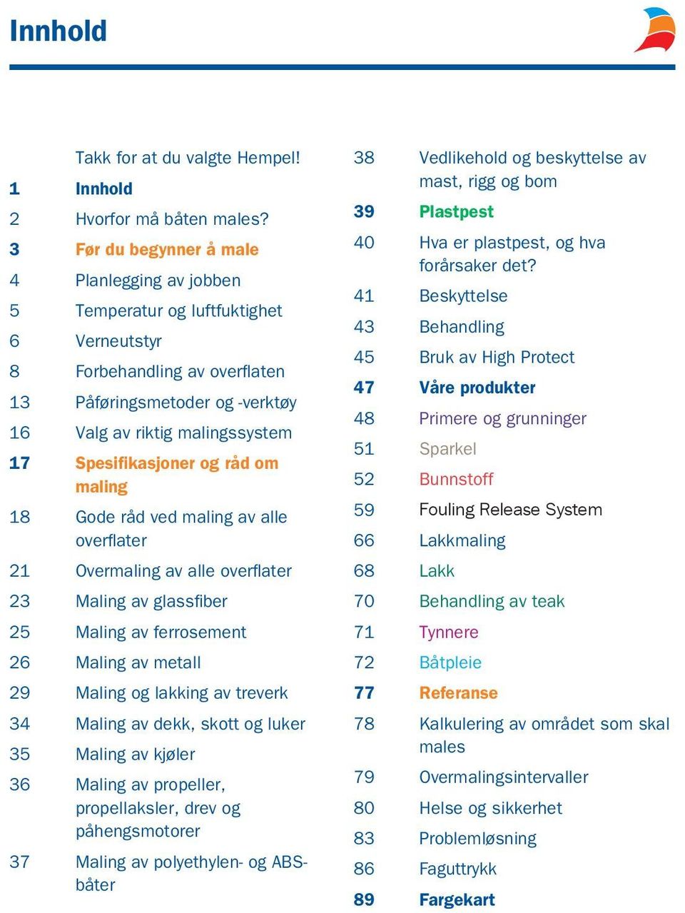 Spesifikasjoner og råd om maling 18 Gode råd ved maling av alle overflater 21 Overmaling av alle overflater 23 Maling av glassfiber 25 Maling av ferrosement 26 Maling av metall 29 Maling og lakking