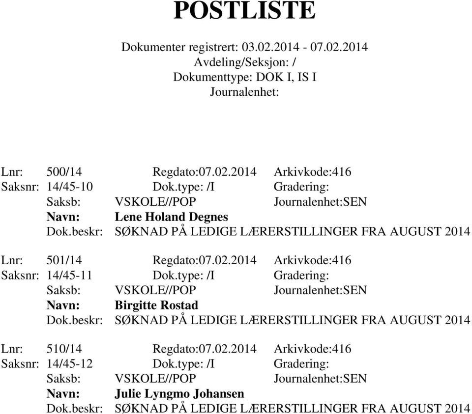 2014 Arkivkode:416 Saksnr: 14/45-11 Dok.