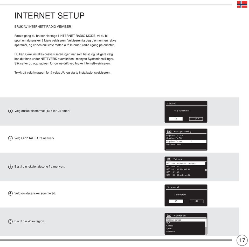 Du kan kjøre installasjonsveiviseren igjen når som helst, og tidligere valg kan du fi nne under NETTVERK overskriften i menyen Systeminnstillinger.