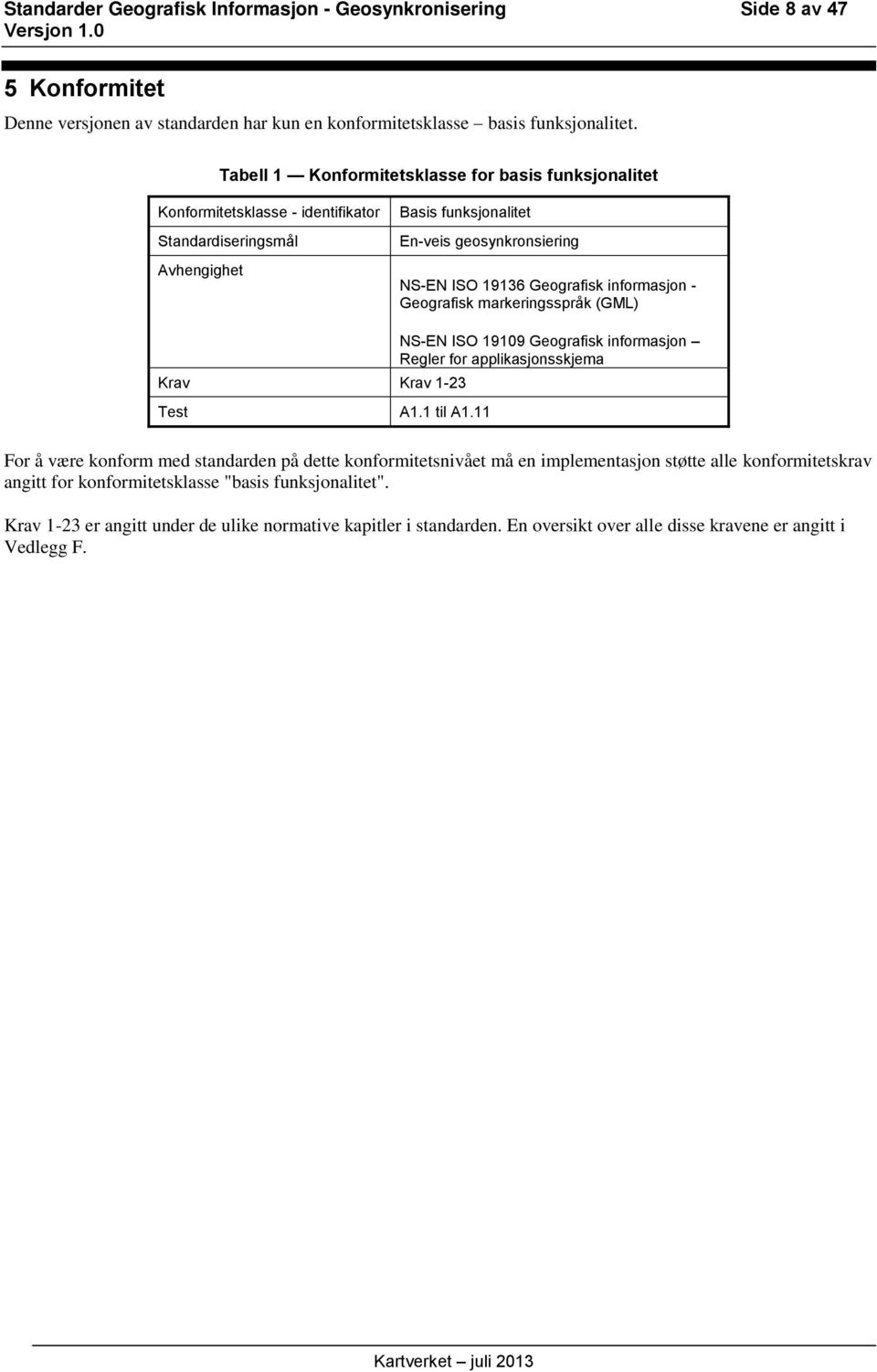 informasjon - Geografisk markeringsspråk (GML) Krav Krav 1-23 Test A1.1 til A1.