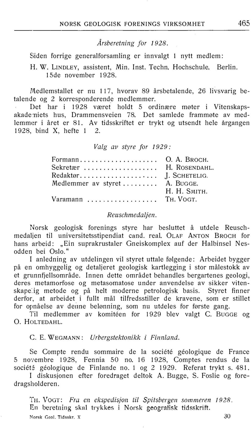 Det har i 1928 været holdt 5 ordinære møter i Vitenskapsakade11iets hus, Drammensveien 78. Det samlede frammøte av medlemmer i året er 81.