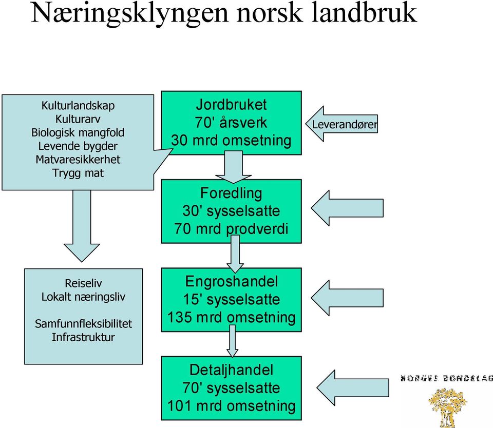 sysselsatte 70 mrd prodverdi Leverandører Reiseliv Lokalt næringsliv Samfunnfleksibilitet