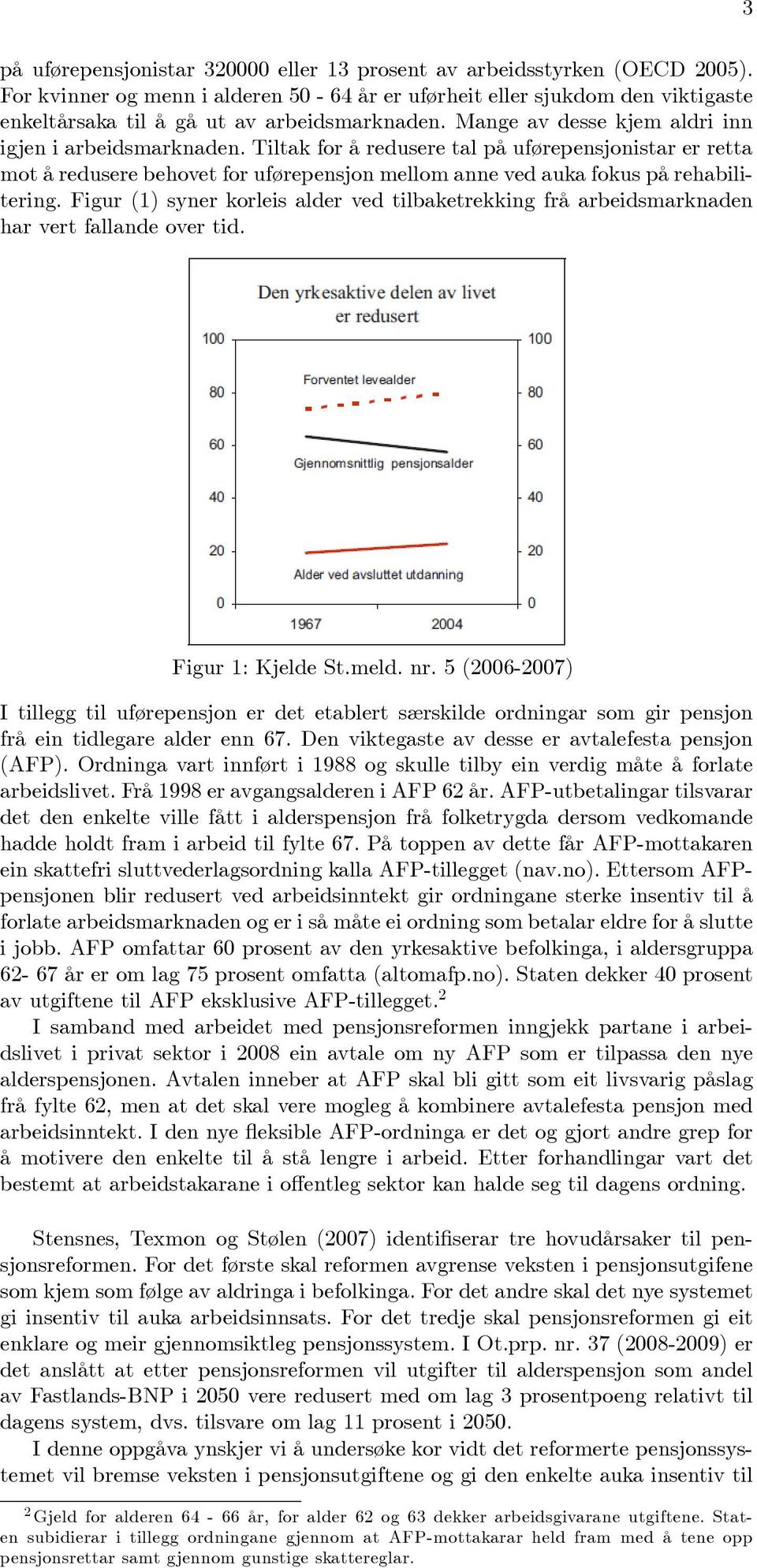 Fgur (1) syner korles alder ved tlbaketrekkng frå arbedsmarknaden har vert fallande over td. Fgur 1: Kjelde St.meld. nr.