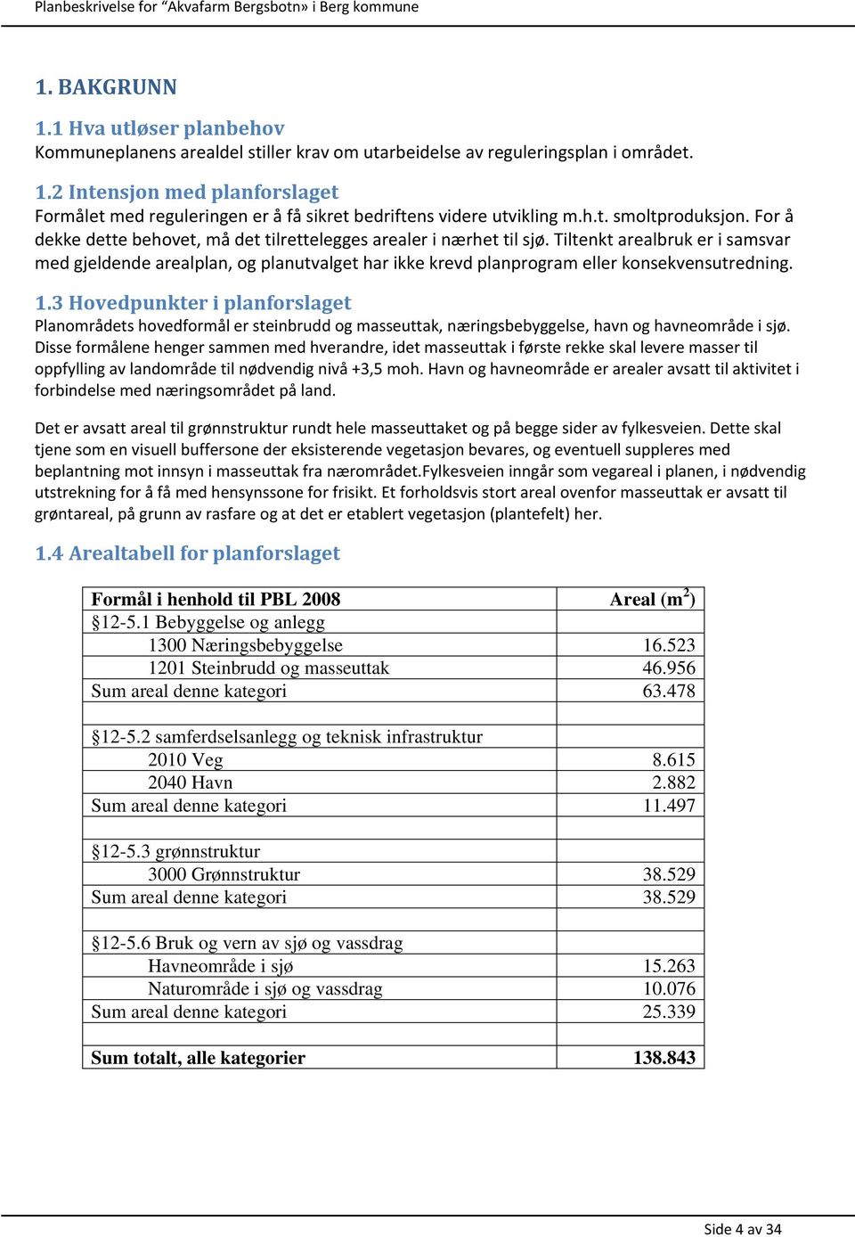 Tiltenkt arealbruk er i samsvar med gjeldende arealplan, og planutvalget har ikke krevd planprogram eller konsekvensutredning. 1.