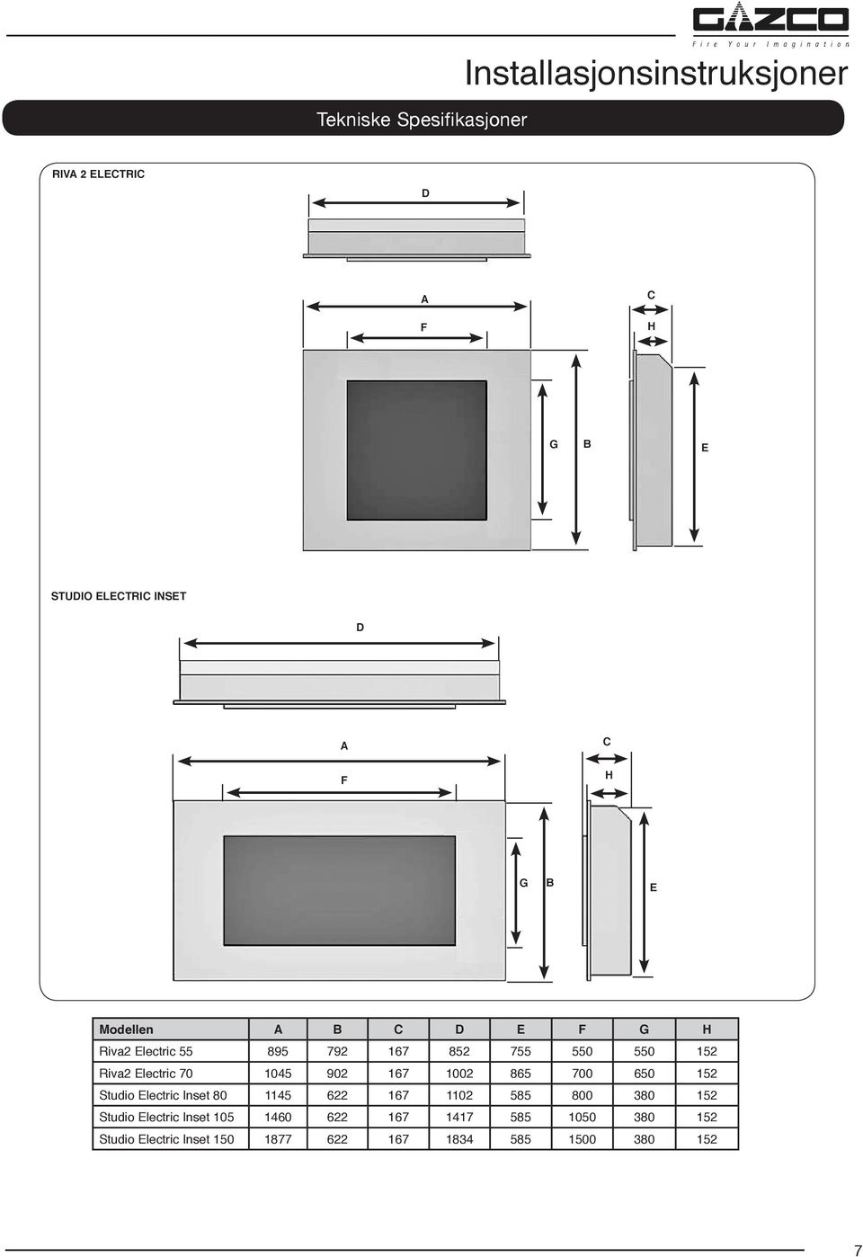 1045 902 167 1002 865 700 650 152 Studio Electric Inset 80 1145 622 167 1102 585 800 380 152 Studio