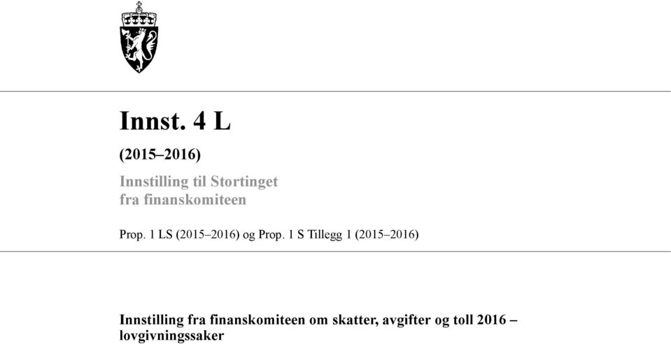 1 S Tillegg 1 (2015 2016) nnstilling fra