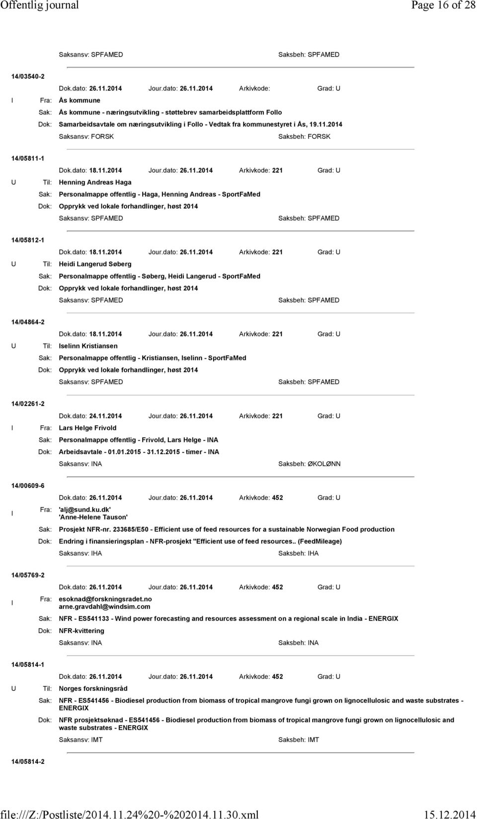 2014 Arkivkode: Grad: U I Fra: Ås kommune Sak: Ås kommune - næringsutvikling - støttebrev samarbeidsplattform Follo Dok: Samarbeidsavtale om næringsutvikling i Follo - Vedtak fra kommunestyret i Ås,