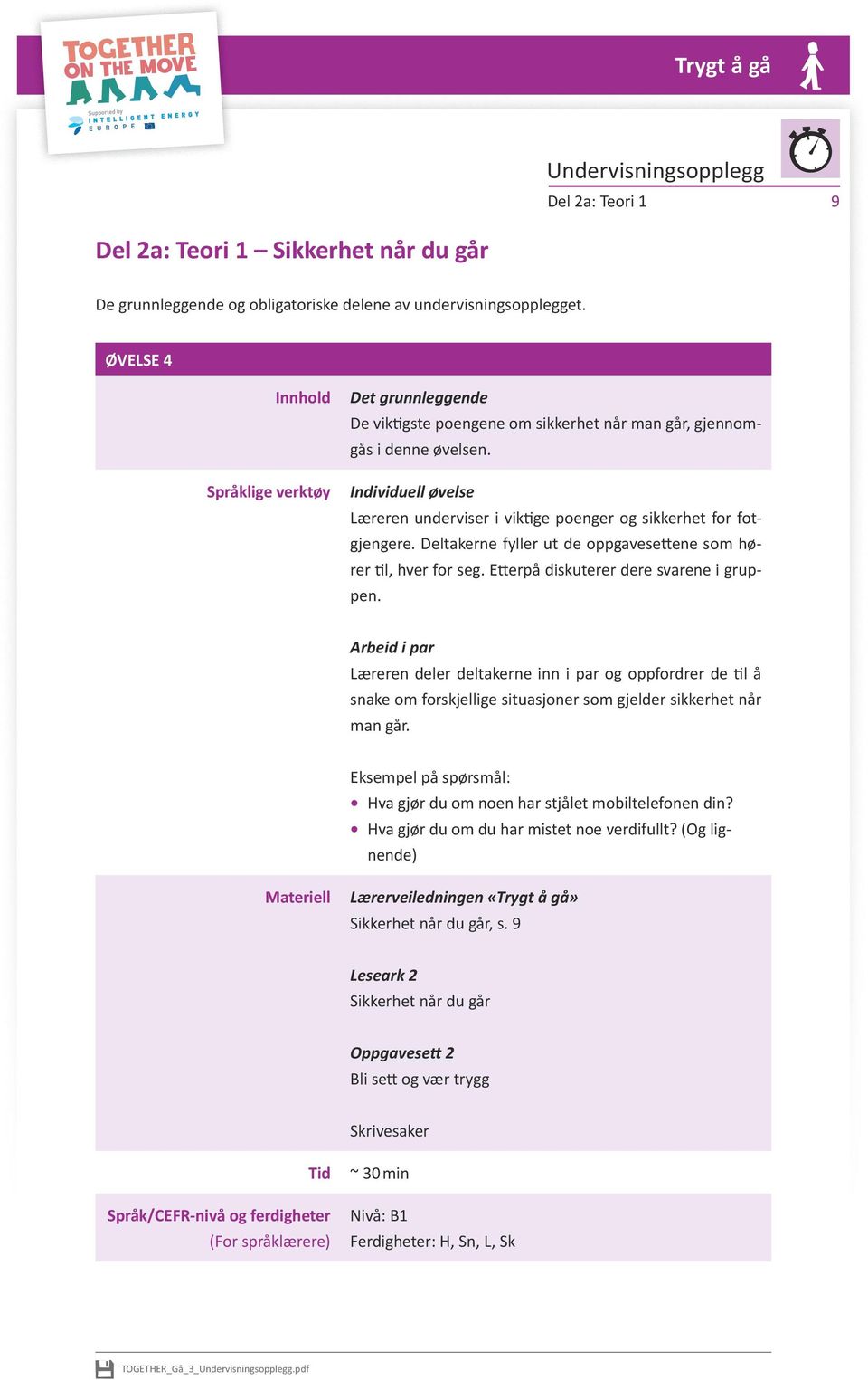 Deltakerne fyller ut de oppgavesettene som hører til, hver for seg. Etterpå diskuterer dere svarene i gruppen.