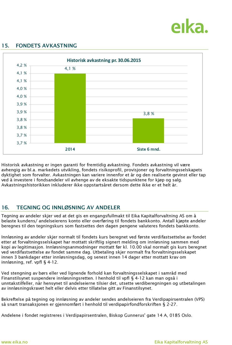 Avkastningen kan variere innenfor et år og den realiserte gevinst eller tap ved å investere i fondsandeler vil avhenge av de eksakte tidspunktene for kjøp og salg.