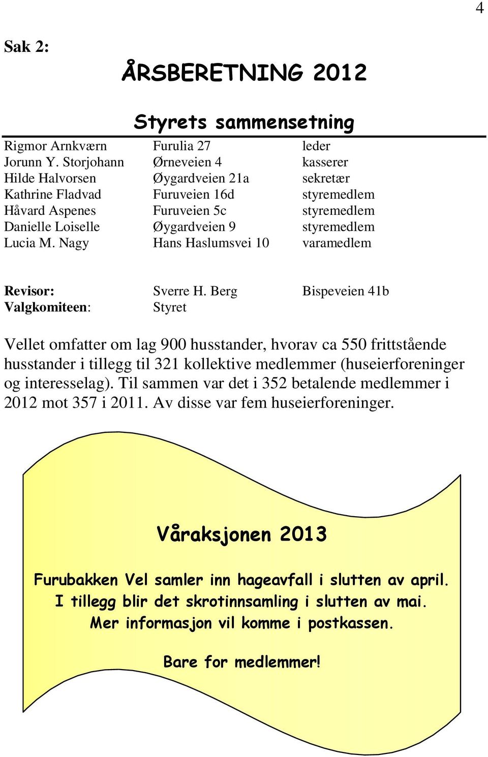 Lucia M. Nagy Hans Haslumsvei 10 varamedlem Revisor: Sverre H.