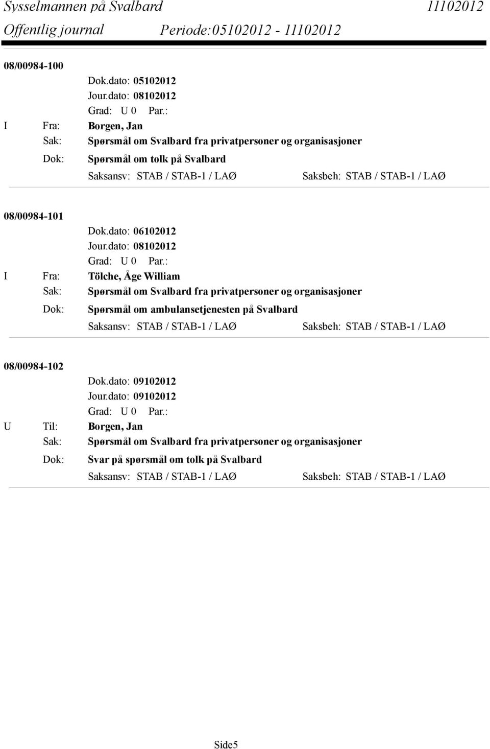 LAØ Saksbeh: STAB / STAB-1 / LAØ 08/00984-101 Dok.