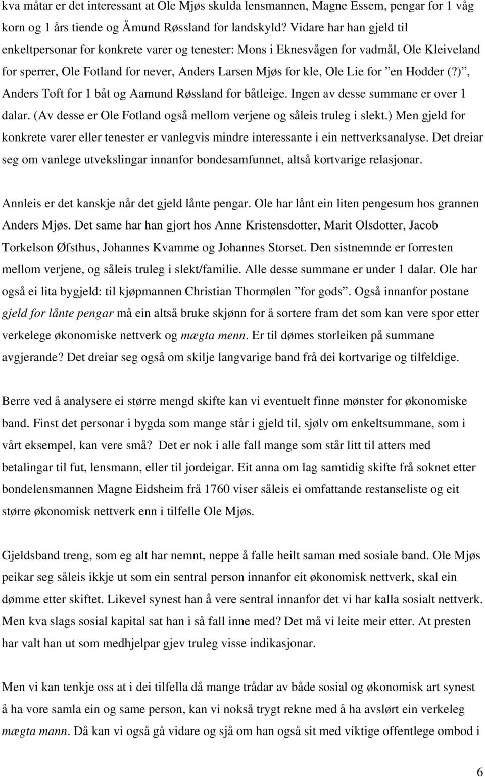 Hodder (?), Anders Toft for 1 båt og Aamund Røssland for båtleige. Ingen av desse summane er over 1 dalar. (Av desse er Ole Fotland også mellom verjene og såleis truleg i slekt.