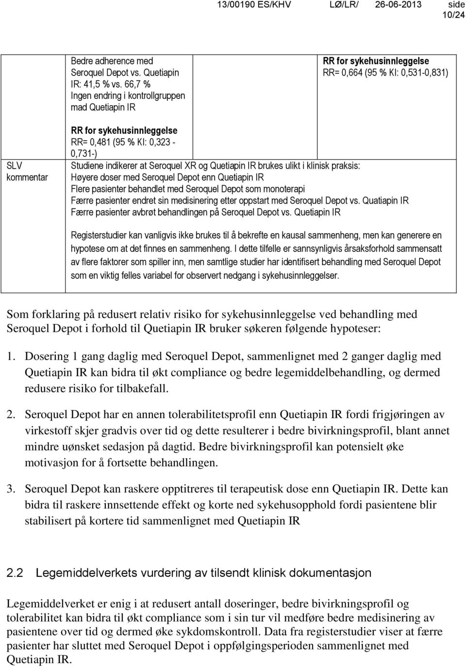 indikerer at Seroquel XR og Quetiapin IR brukes ulikt i klinisk praksis: Høyere doser med Seroquel Depot enn Quetiapin IR Flere pasienter behandlet med Seroquel Depot som monoterapi Færre pasienter