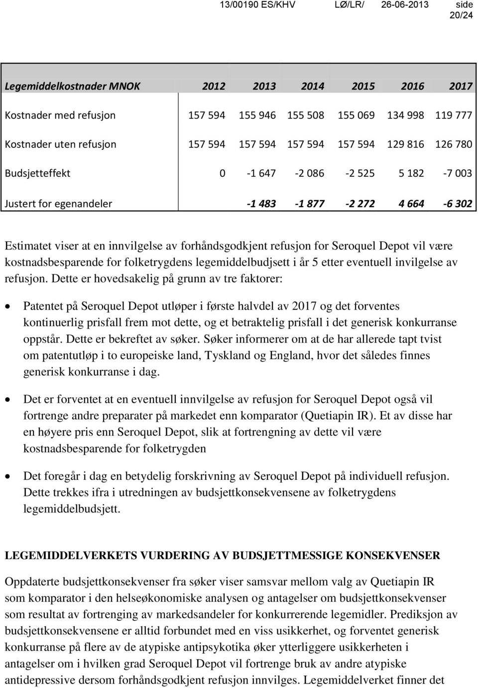 kostnadsbesparende for folketrygdens legemiddelbudjsett i år 5 etter eventuell invilgelse av refusjon.