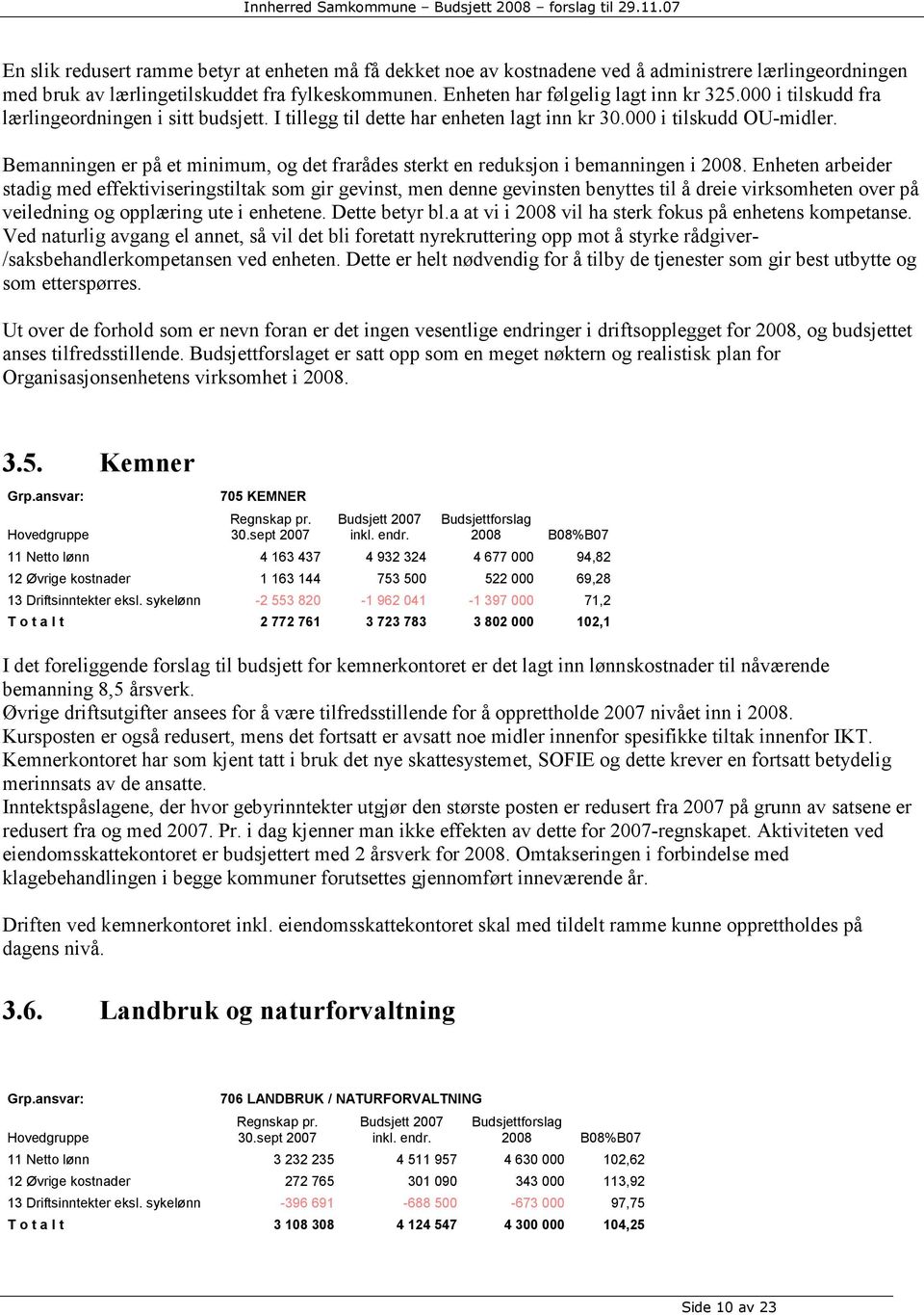 Bemanningen er på et minimum, og det frarådes sterkt en reduksjon i bemanningen i 2008.