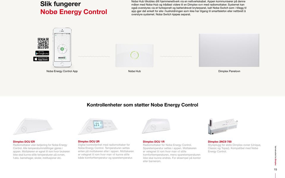 eller nettbrett å overstyre systemet. Nobø Switch kjøpes separat.