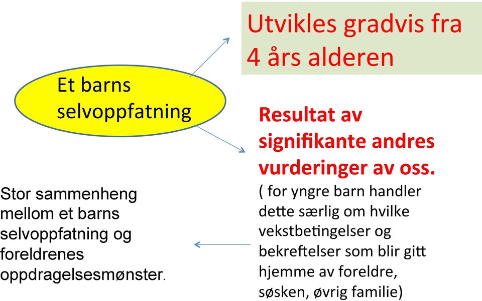 4 års alderen Resultat av signifikante andres vurderinger av oss.