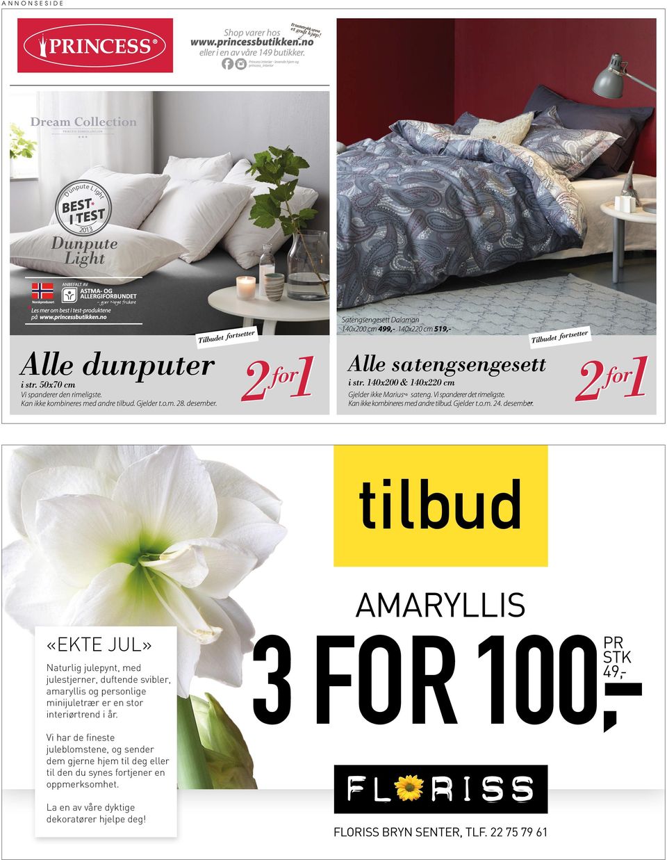 AMARYLLIS 3 FOR 100,-PR STK 49,- Vi har de fineste juleblomstene, og sender dem gjerne hjem til