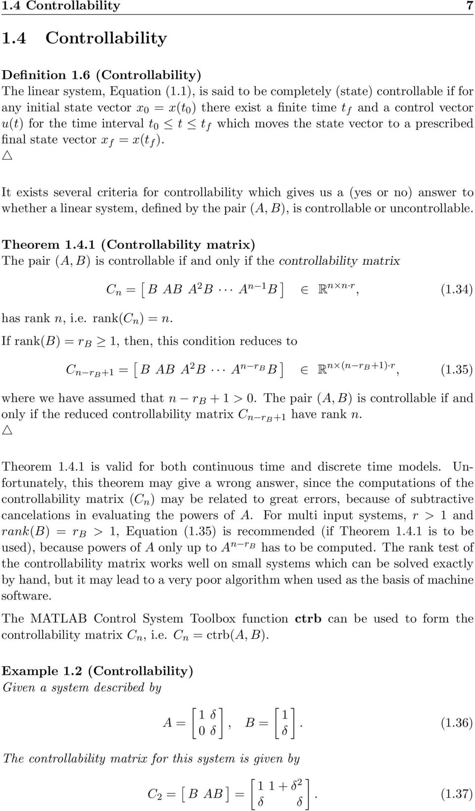 state vector to a prescribed final state vector x f = x(t f ).