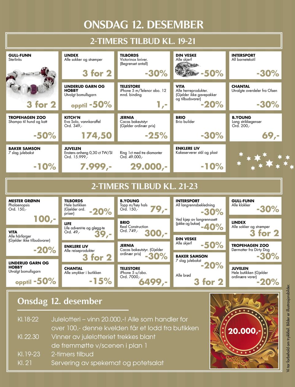 349,- 174,50 Cacas bakeutstyr (Gjelder ordinær pris) builder Lang strikkegenser Ord. 200,- 69,- 7 slag julebakst -10% Enstens anheng 0,30 ct TW/SI Ord. 15.9 7.9 Ring 1ct med tre diamanter Ord. 49.