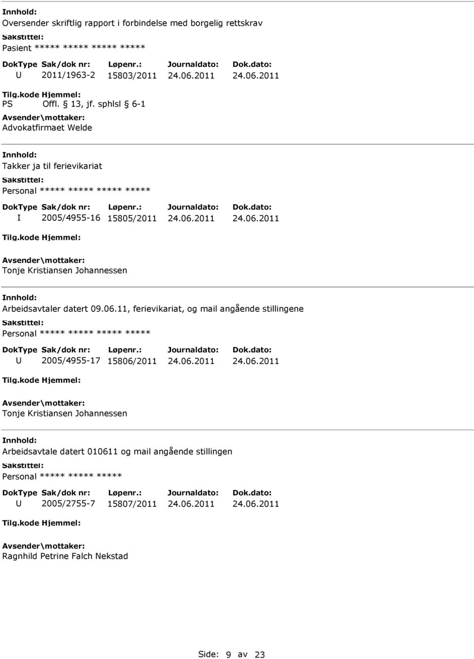 Arbeidsavtaler datert 09.06.