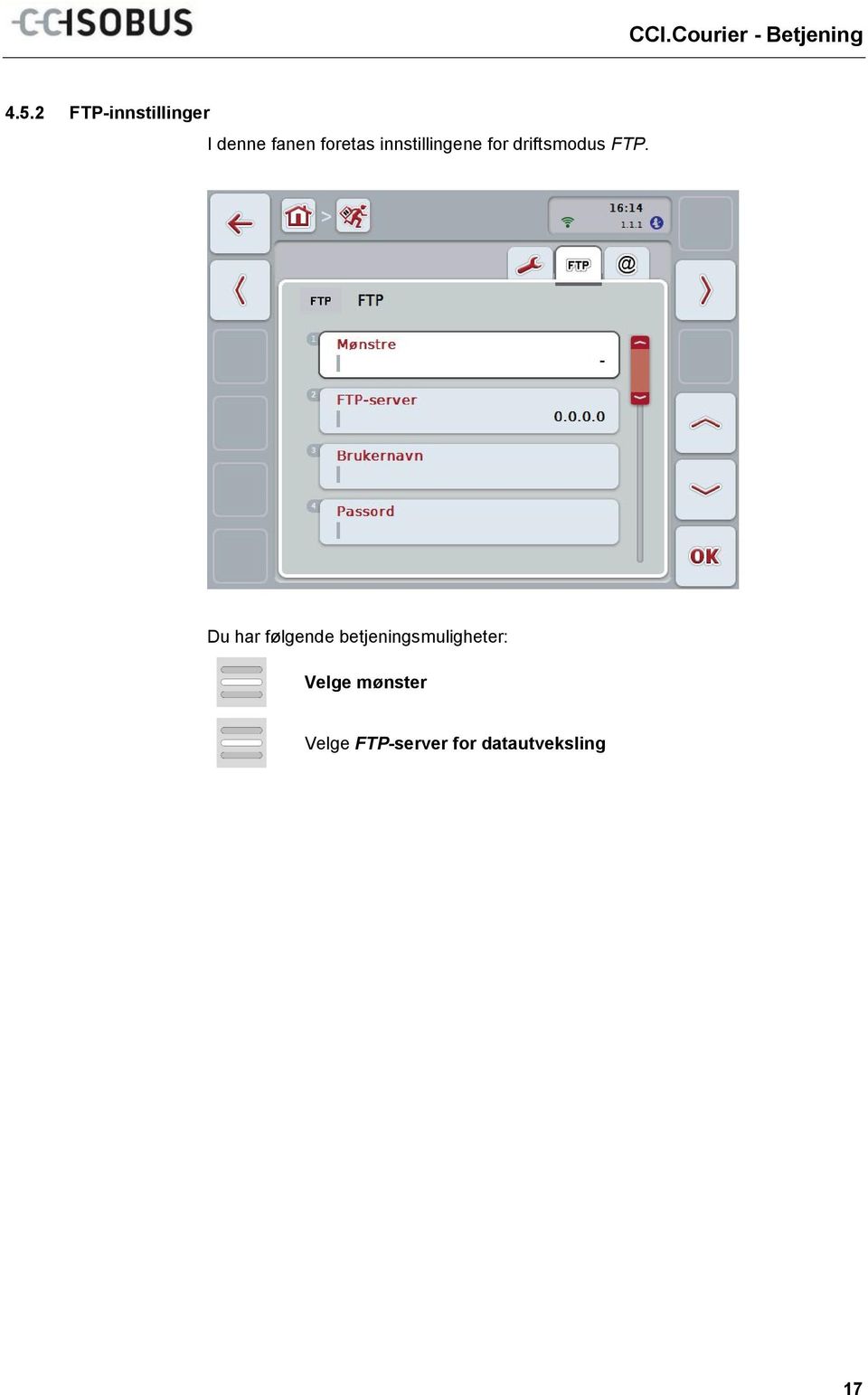 innstillingene for driftsmodus FTP.