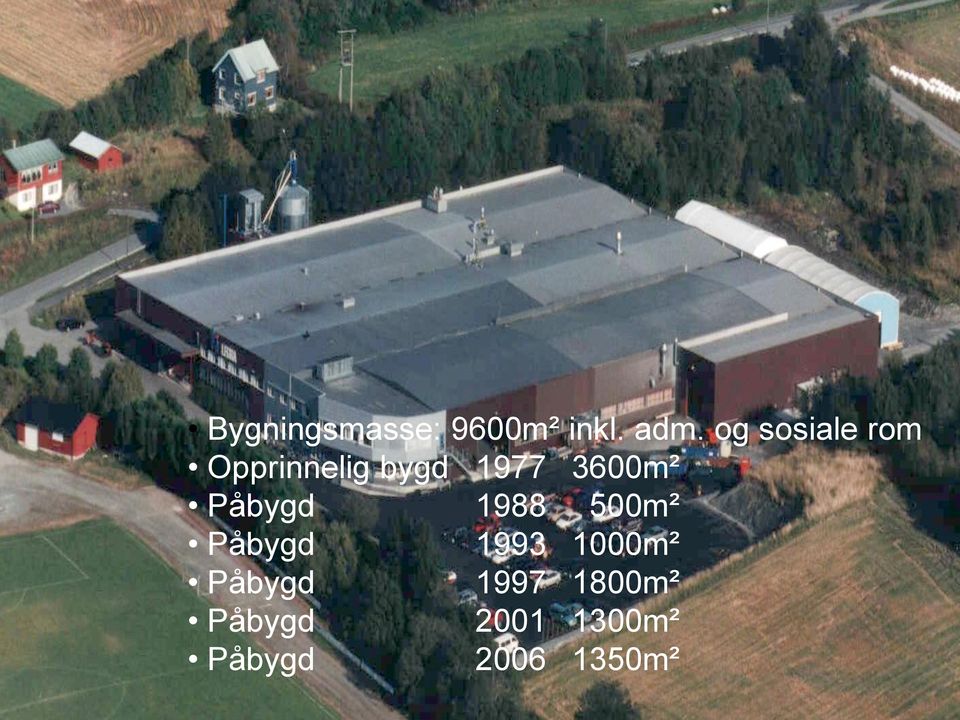 3600m² Påbygd 1988 500m² Påbygd 1993 1000m²