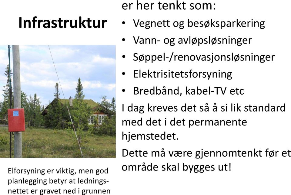 Søppel-/renovasjonsløsninger Elektrisitetsforsyning Bredbånd, kabel-tv etc I dag kreves det så