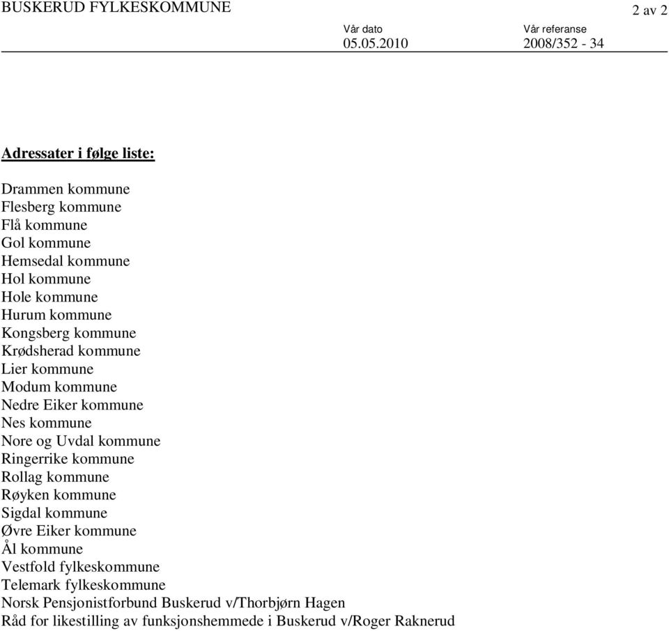 Hurum kommune Kongsberg kommune Krødsherad kommune Lier kommune Modum kommune Nedre Eiker kommune Nes kommune Nore og Uvdal kommune Ringerrike