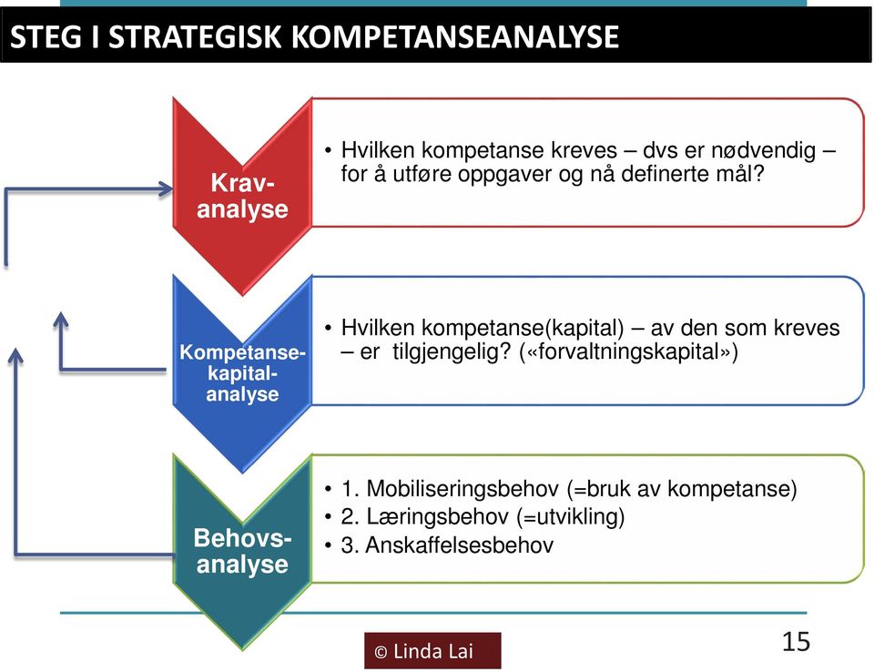 Hvilken kompetanse(kapital) av den som kreves er tilgjengelig?