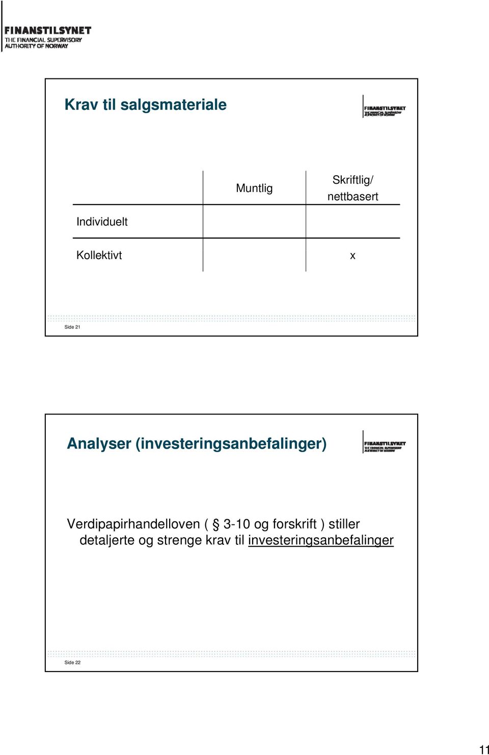 (investeringsanbefalinger) Verdipapirhandelloven ( 3-10 og