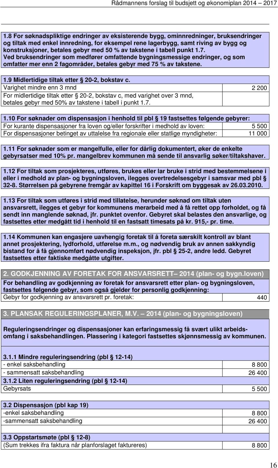 Varighet mindre enn 3 mnd 2 200 For midlertidige tiltak etter 20-2, bokstav c, med varighet over 3 mnd, betales gebyr med 50% av takstene i tabell i punkt 1.