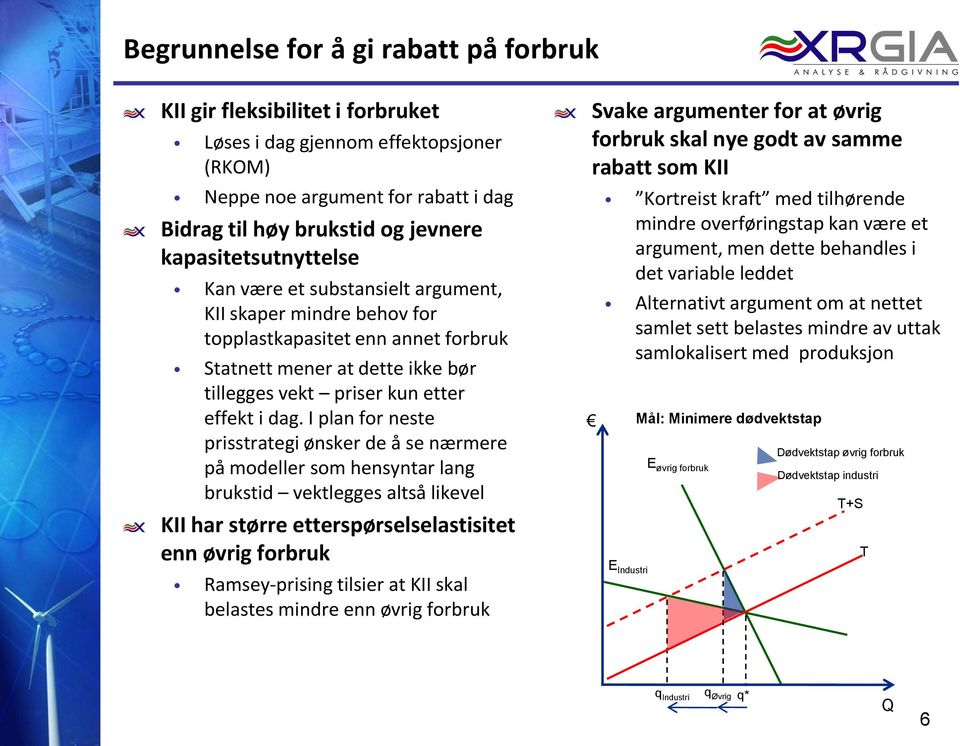 I plan for neste prisstrategi ønsker de å se nærmere på modeller som hensyntar lang brukstid vektlegges altså likevel KII har større etterspørselselastisitet enn øvrig forbruk Ramsey-prising tilsier