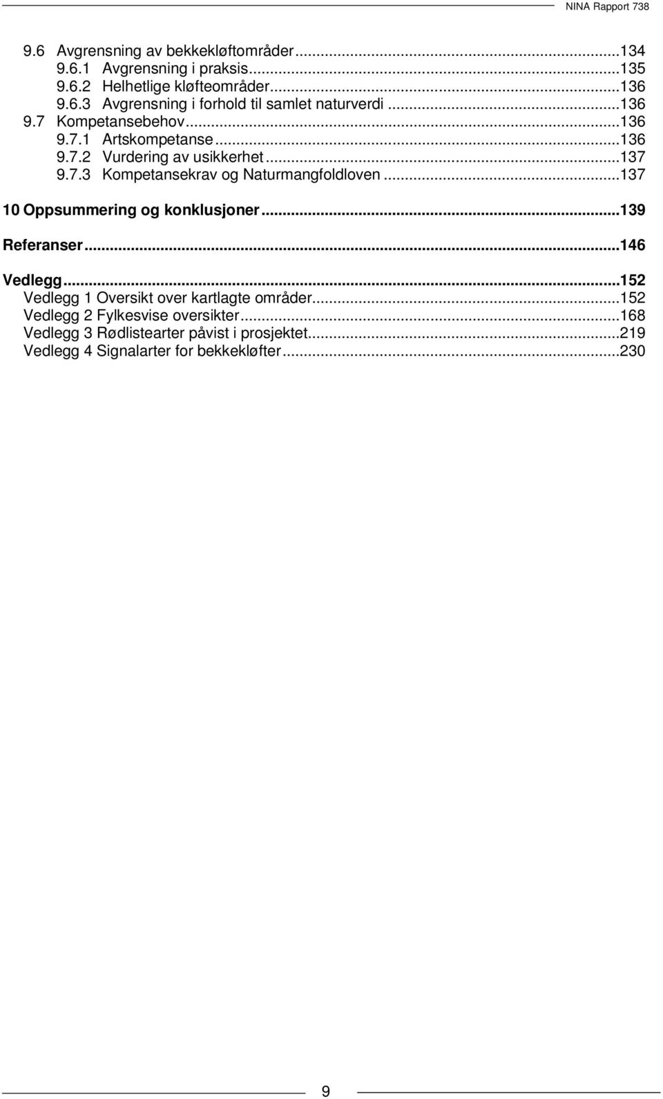 .. 137 10 Oppsummering og konklusjoner... 139 Referanser... 146 Vedlegg... 152 Vedlegg 1 Oversikt over kartlagte områder.