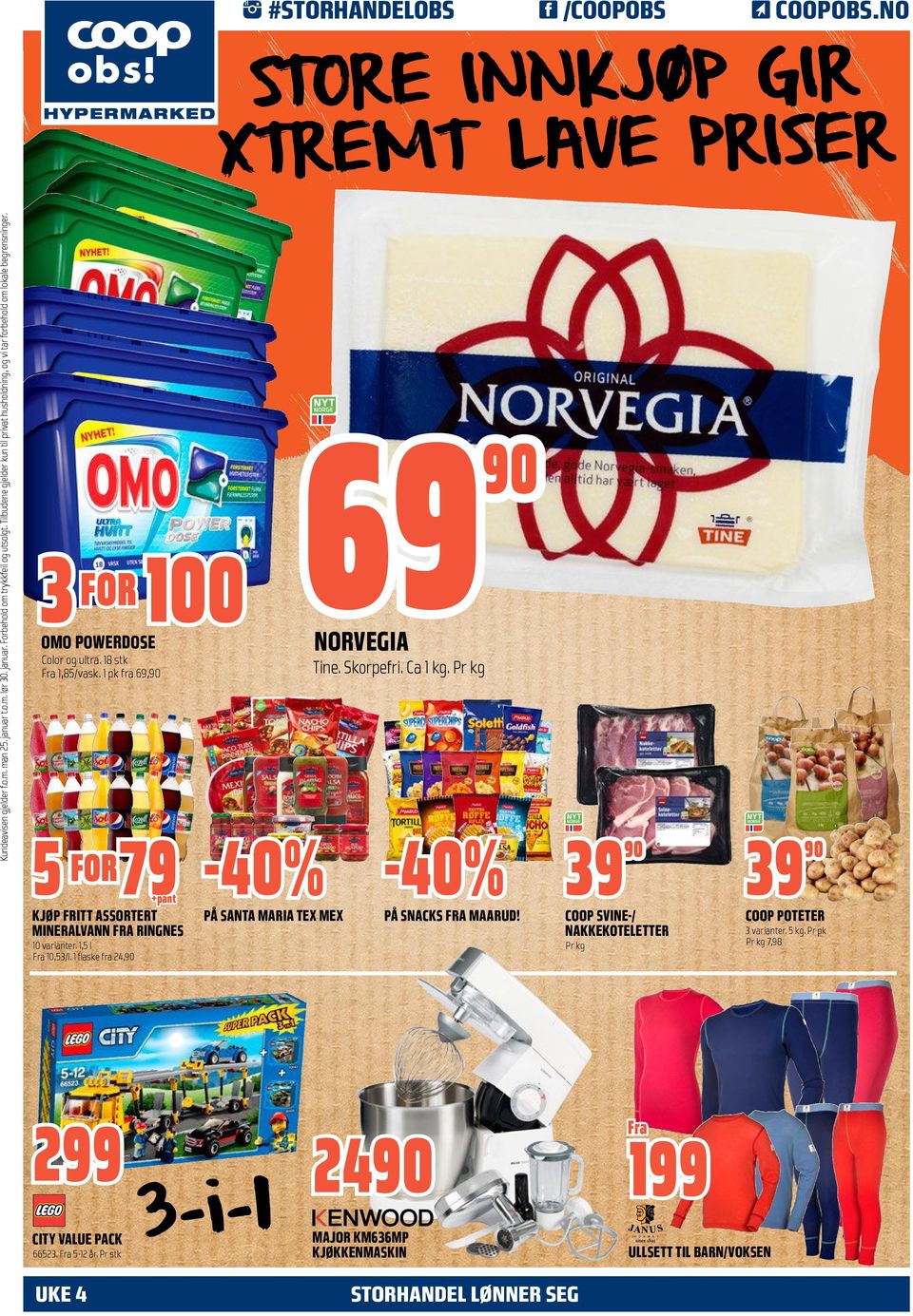 1 pk fra 69, NORVEGIA Tine. Skorpefri. Ca 1 kg. Pr kg 5 FOR79-40% -40% 39 +pant KJØP FRITT ASSORTERT MINERALVANN FRA RINGNES PÅ SANTA MARIA TEX MEX PÅ SNACKS FRA MAARUD! 10 varianter.