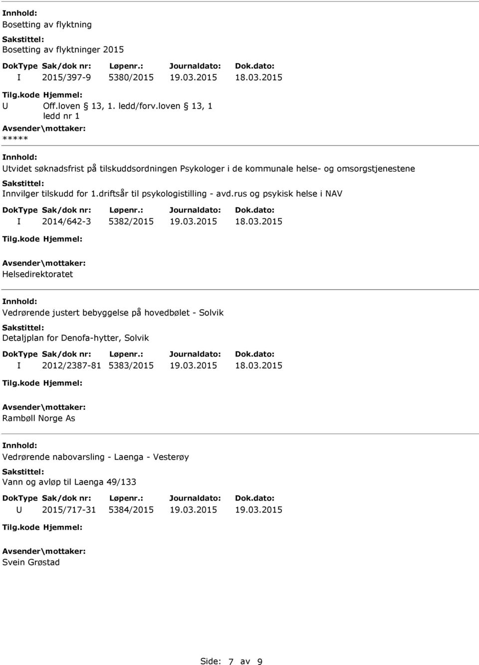 driftsår til psykologistilling - avd.