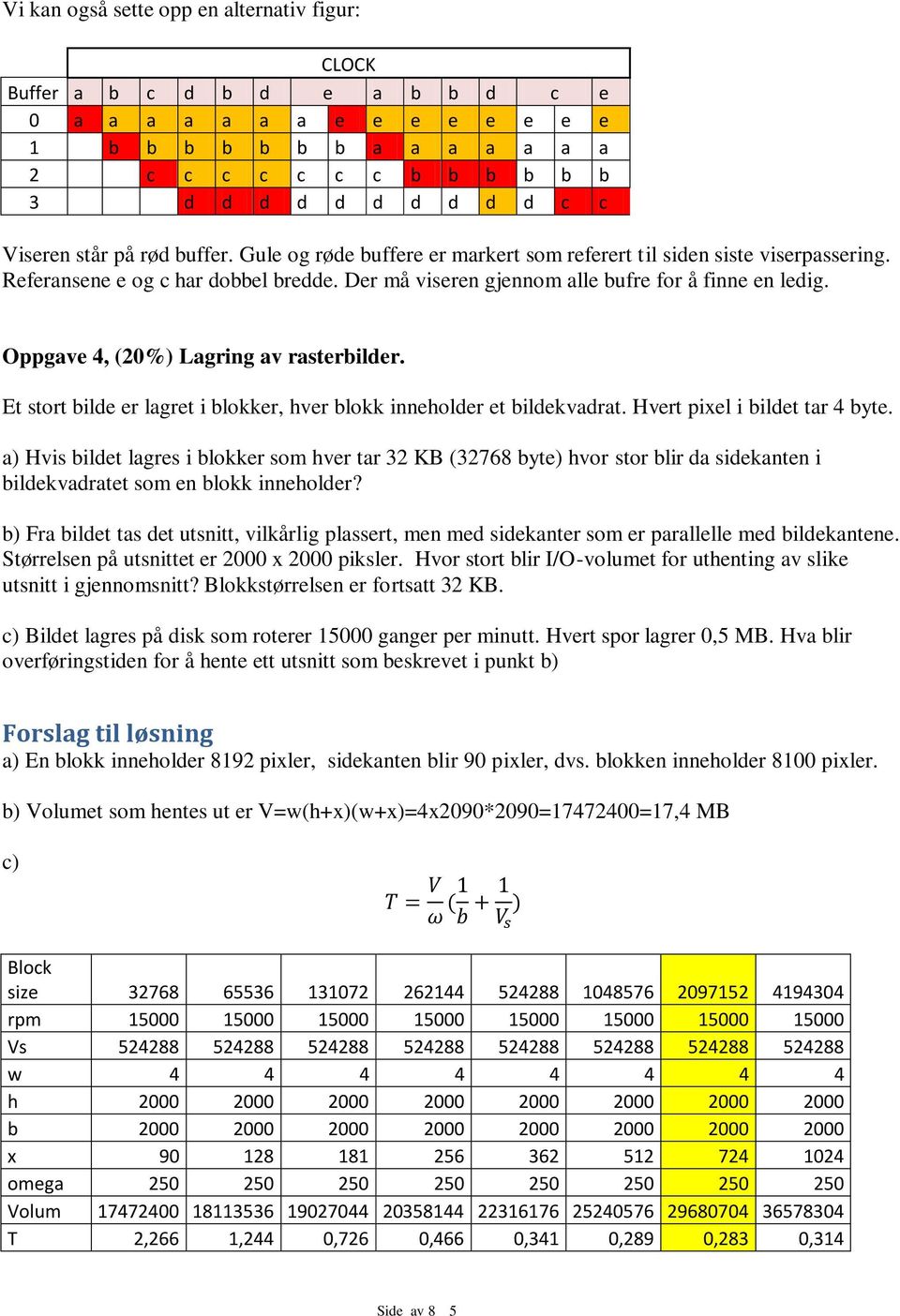 Oppgave 4, (20%) Lagring av rasterbilder. Et stort bilde er lagret i blokker, hver blokk inneholder et bildekvadrat. Hvert pixel i bildet tar 4 byte.